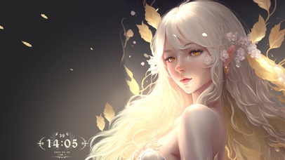 4K金叶之秋的银发少女