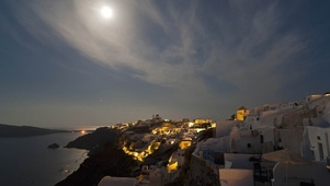 夜晚星空希腊爱琴海