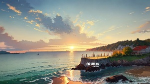 夕阳海景