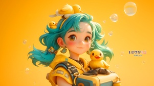 可爱小黄鸭少女
