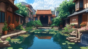 治愈庭院荷塘