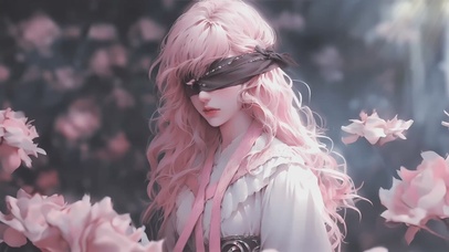 【粉色】治愈蒙眼少女