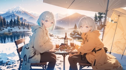 雪地露营少女