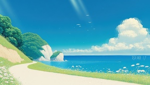 海边小路雏菊
