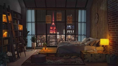 雨天纽约公寓书房