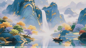 金峦泻瀑-桌面主题