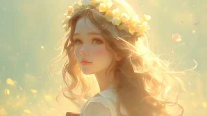 戴花环的美少女