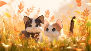 秋天草地猫咪