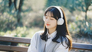 4k清纯戴耳机的女神