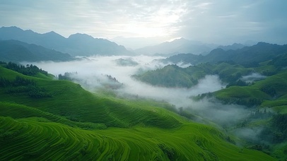 绿色护眼梯田山谷