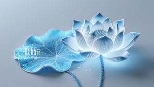 4k蓝白清雅莲花