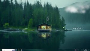 护眼 暮色炊烟小屋 