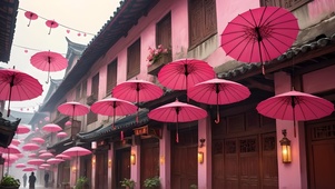 雨中古镇街道