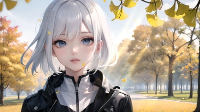 秋日银杏可爱少女