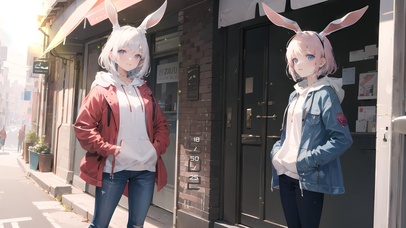 街边兔耳少女