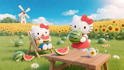 吃西瓜的kitty猫