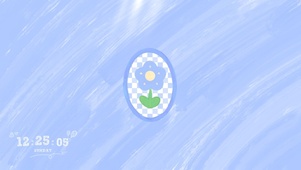 蓝色油画小花格子
