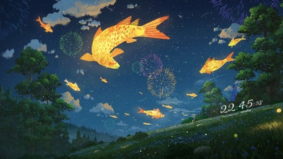 治愈中秋鲤鱼月空遨游