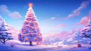 雪中圣诞树