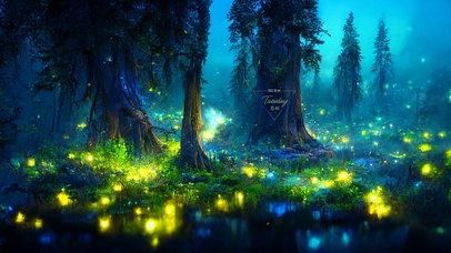 唯美梦幻荧光森林