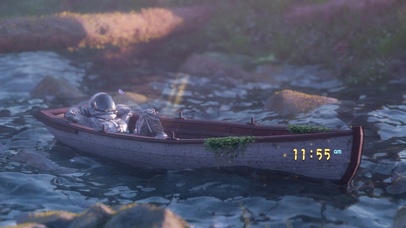 湖面小船宇航员