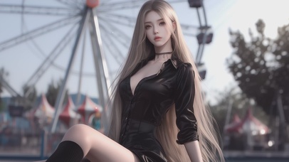 游乐场金发美女