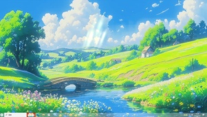 绿色护眼AI插画-桌面主题