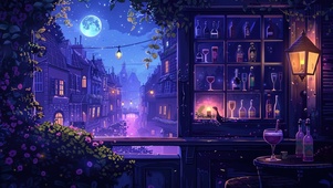 紫色月夜小酒馆