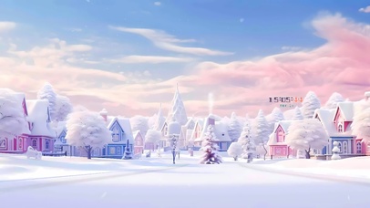 白色雪景小镇