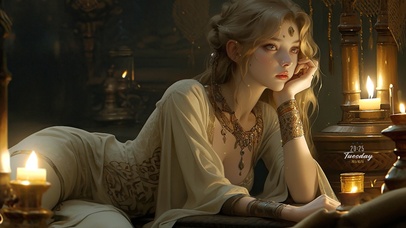 美女系列—烛光下的美少女