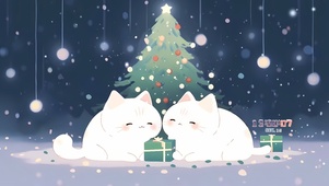 可爱雪景猫咪