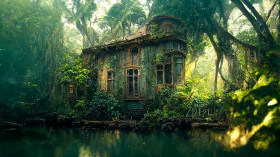 4K绿色森林炫酷树屋