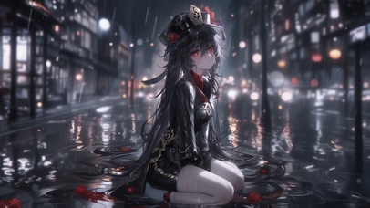 雪墨壁纸丨胡桃丨雨寂孤身丨