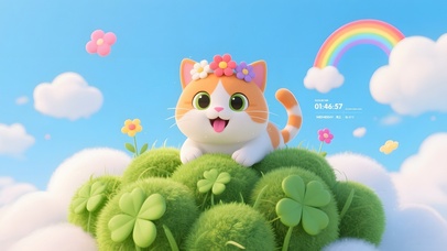 可爱四叶草猫咪