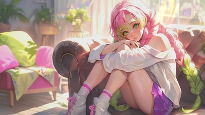 坐在沙发上的美少女