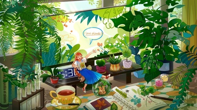 4K唯美清新绿植房间女孩