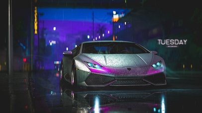 4K雨天兰博基尼