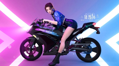 4k机车美女