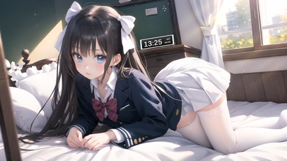 床上校服少女