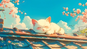 可爱樱花猫咪