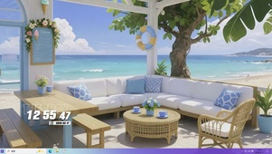 蓝天白云树木海景桌面主题