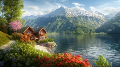 4K 高山流水 静谧小屋