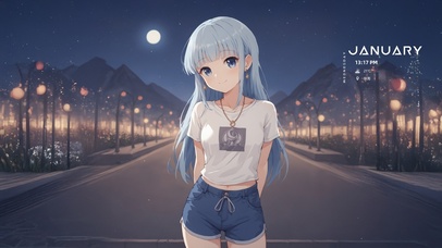 唯美灯笼街道女孩