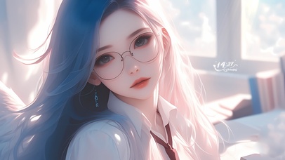 清纯治愈眼镜女孩