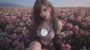 可爱鲜花女孩