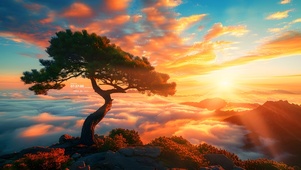 云海夕阳大山