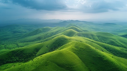 绿色护眼连绵丘陵