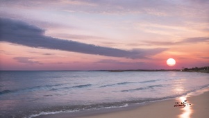夕阳下的海边
