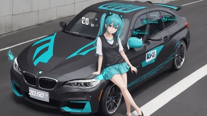 唯美香车美女-初音