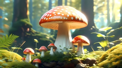 大自然清新护眼梦幻蘑菇香菇风景